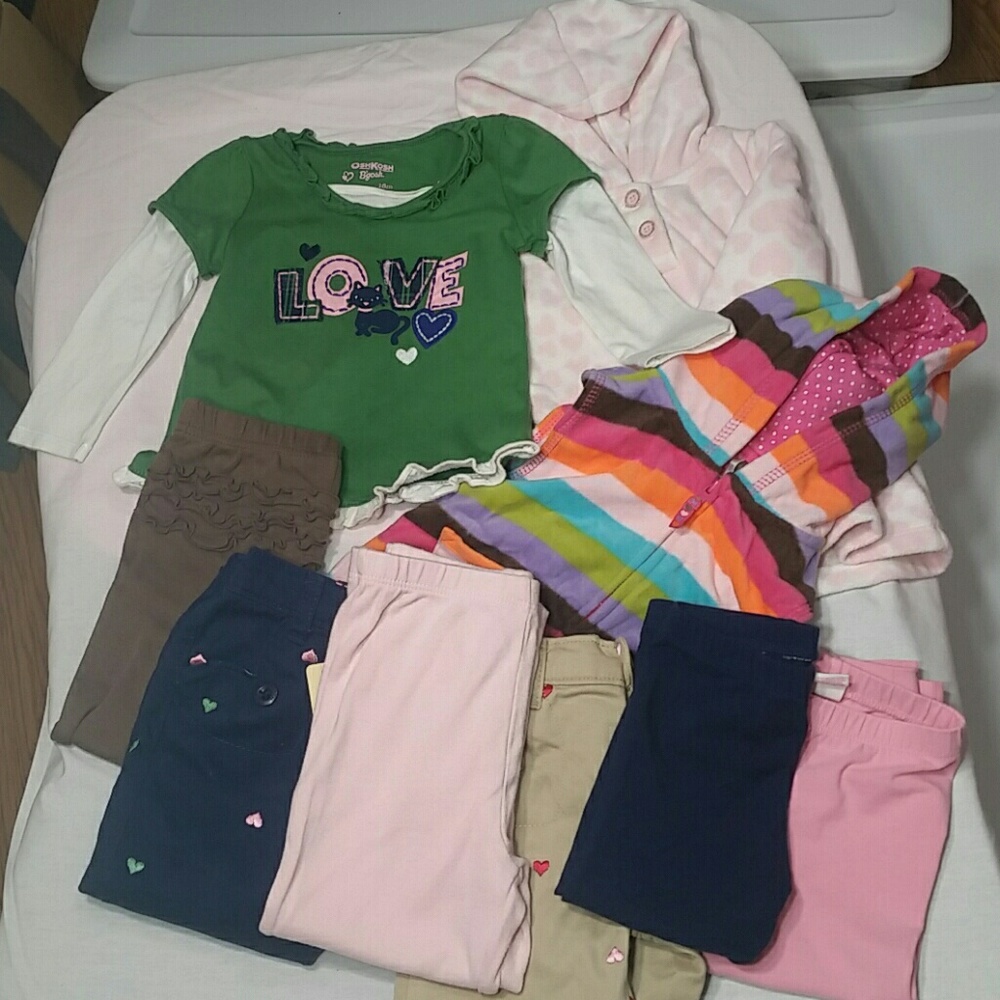 18 month bundle 2 tops, vest, 6 bottoms